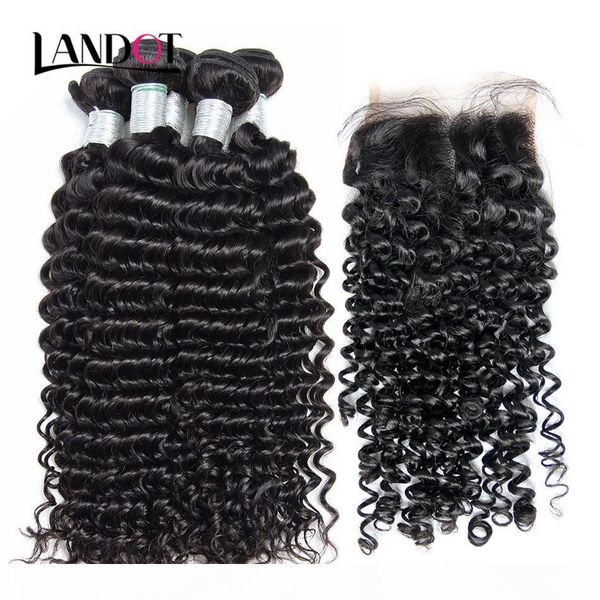 

brazilian curly virgin human hair weaves 4 bundles with lace closures peruvian malaysian indian mongolian deep jerry curly hair extensions, Black