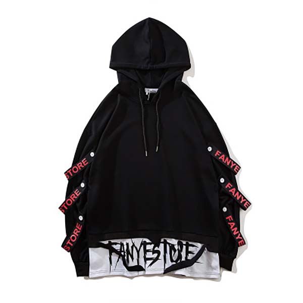 

two hooded hoodies for men and women hip hop hop faux bf casual old-school jackets of charge s-2xl, Black