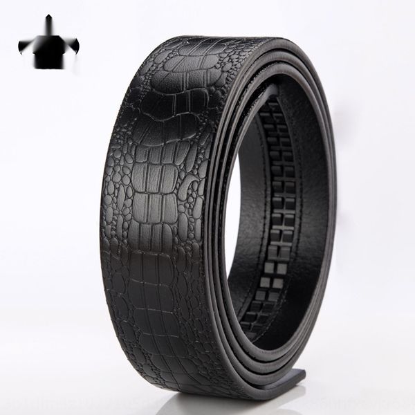 

first layer cowhide automatic crocodile pattern body headless leather belt whole piece cowhide casual belt z9zgm, Black;brown