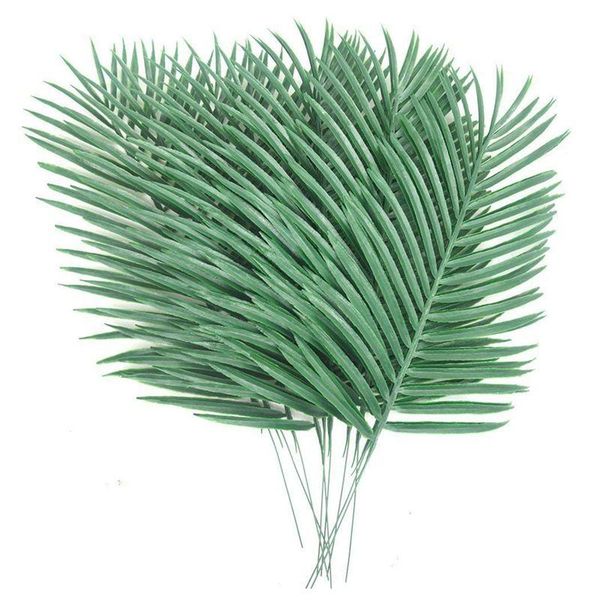 

10pcs artificial palm tree faux leaves green plants greenery for flowers arrangement wedding decoration