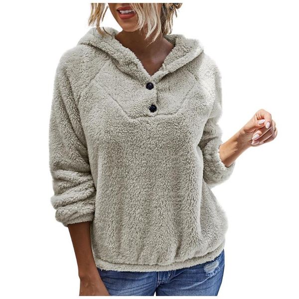 

женщины мода solid color пуловер hood плюшевые длинные рукава свитера топы крупногабаритного балахон хип-хоп пуловер толстовка пальто, Black