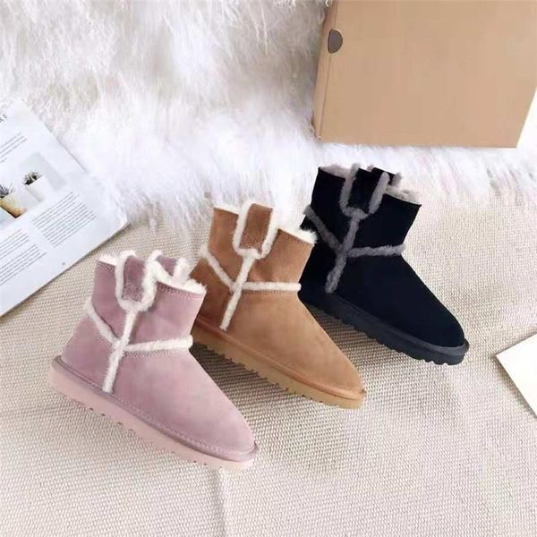 

2020 fashion thick snow boots women boots 100% real leather waterproof winter warm winter mid-calf, Black