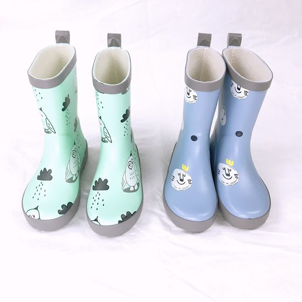 

girls boy kids girl printed children's rubber boots waterproof soft rain baby water shoes size 23-32, Black;red