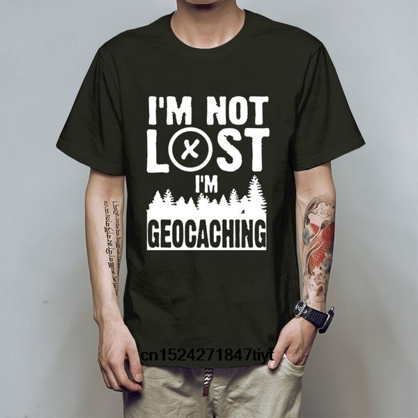 

i'm not lost i'm geocaching cotton t shirt men's casual short sleeve t shirt black_gray_white sport hooded sweatshirt hoodie