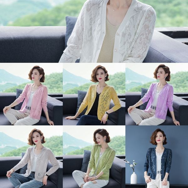 

bvvx9 sleeve long sweater women's knitted cardigan 2020 autumn new loose women's single breasted knitted jacket sweater short 1ywb, White;black