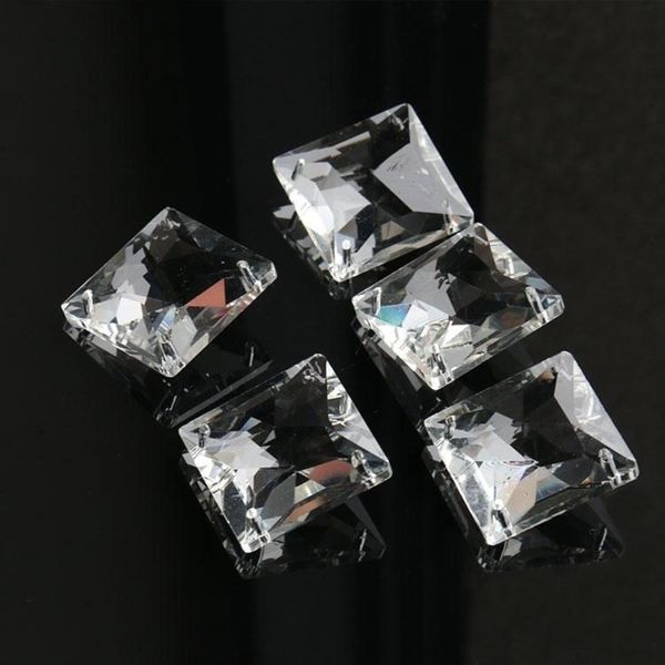 

5pcs 30mm square glass crystal prisms spacer diy chandelier part 4holes suncatcher glass pendant faceted connector h jllhwc