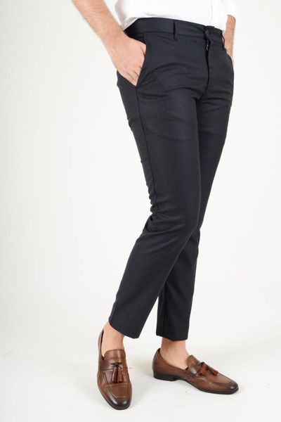 

winter wool effect fabric navy blue men 's pants flannel, Black