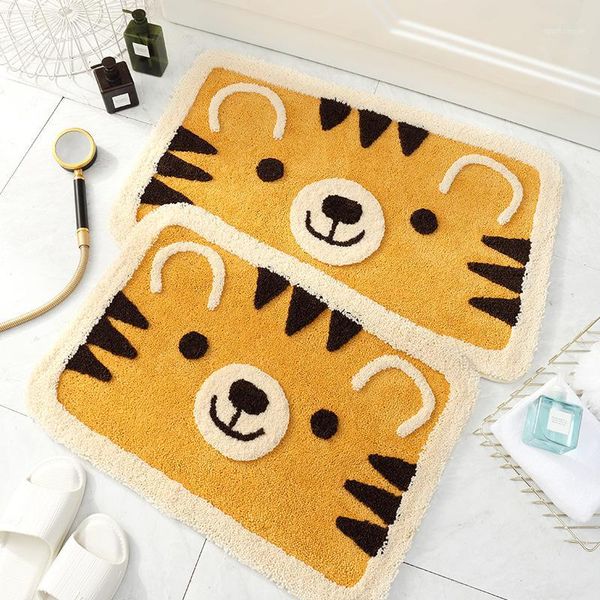 

bath mats cartoon tiger pattern flocking doormat rug 45*65cm 50*80cm bathroom home decor hallway floor carpet bedroom 1piece1