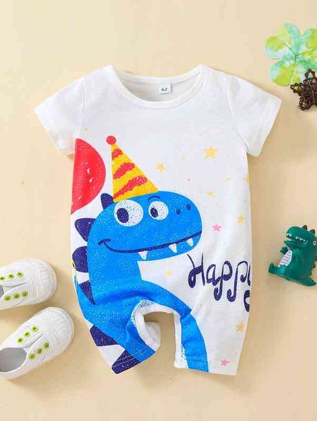 

baby cartoon & letter graphic romper she, Blue