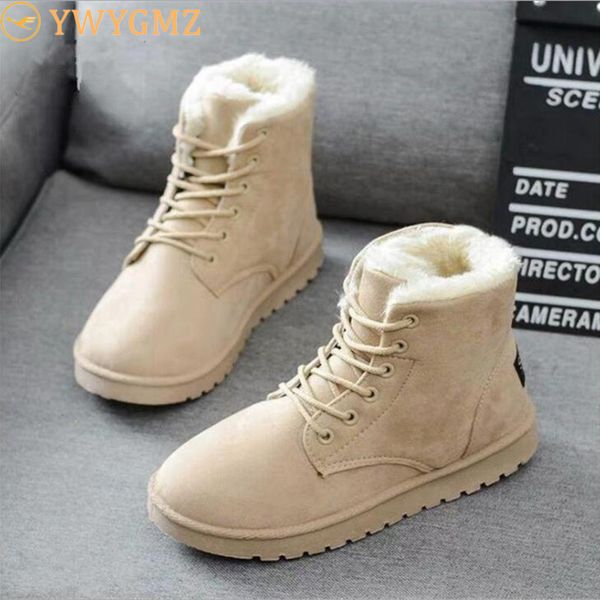

winter boots women snow boots shoes woman fashion flat winter ankle cow suede warm booties 2020 new warm, Black