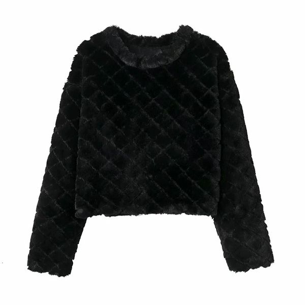 

2021 new women simple cute warm hairy t-shirt female variety of colors round neck long sleeves chic 1pda, White