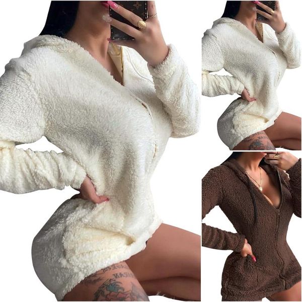 

winter coats for women fluffy furry fur coat plush fleece cardigan hooded jacket autumn warmer solid casual overcoat, Black;brown