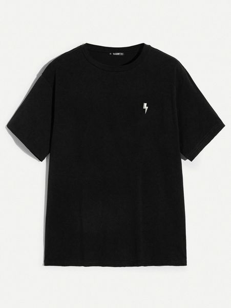 

men lightning embroidered tunic tee d7lr#, White;black