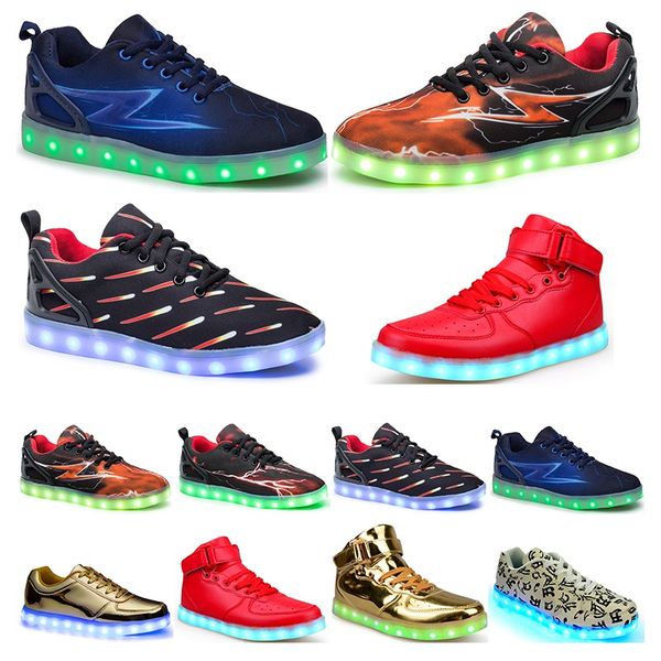 

casual luminous shoes mens womens big size 36-46 eur fashion breathable comfortable black white green red pink bule orange two 88