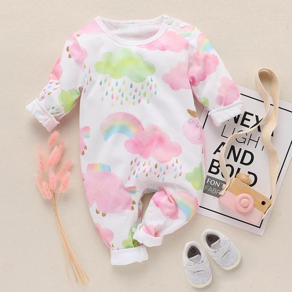 

patpat new newborn cotton casual baby / toddler rainbow long-sleeved jumpsuit for baby boy baby girl crawling suit t200706, Blue