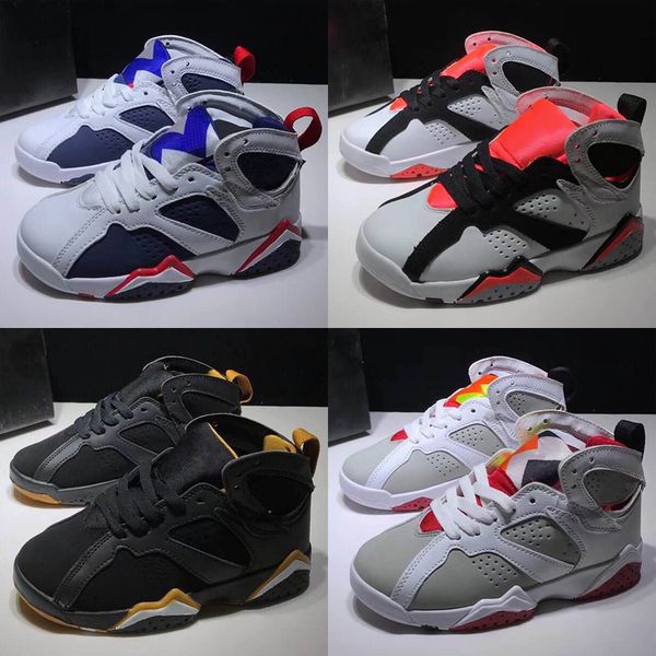 

2022 7s jumpman 7 kids basketball shoes pure money hare bunny raptor french blue bordeaux verde black red white size 28-35