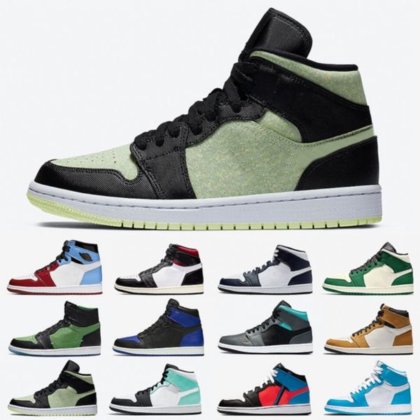 

barely volt 1 high og mens classic bulls black grey gold chicago basketball shoes bred banned toe 1s trainers men women sports sneakers, White;red