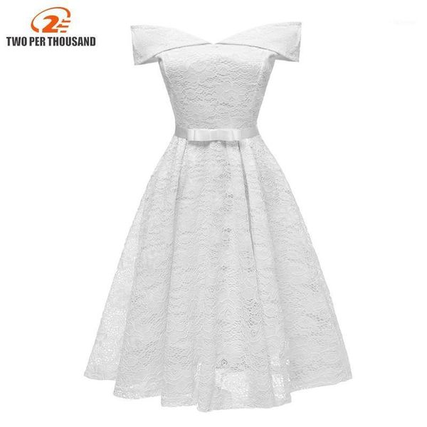 

vintage elegant white floral lace women midi dress evening party robe ladies dresses a line bow dress vestido de festa1, Black;gray