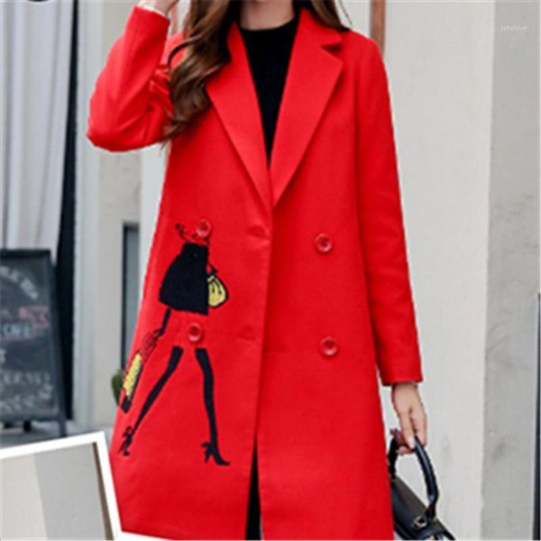 

korean fashion toyouth vintage bodycon causal animal streetwear coat 2019 clothing elegant women long wool coat (e8)1, Black