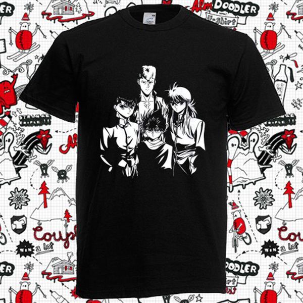 

new yu yu hakusho retro anime cartoon men's black fashion funny streetwear brand personality tees sport hooded sweatshirt hoodie men t