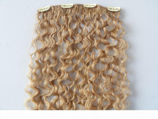 

new brazilian virgin remy curly hair weft clip in natural kinky curl weaves unprocessed blonde 6130 human extensions hair, Black;brown