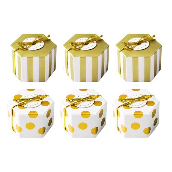 

gift wrap candy boxes hexagon stripe/dots chocolate packaging for party wedding