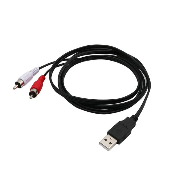 

1.5m usb a male to 2x rca phono male av cable lead pc tv aux o video adapter