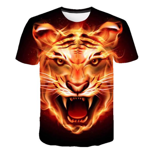 

men o collar ferocious tiger and lion short sleeved 3d print shirts plus size harajuku plus size men clothing