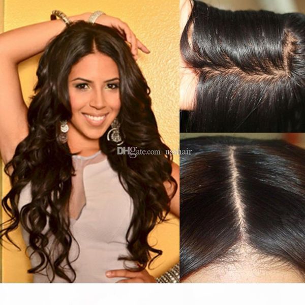 

5*4.5'' silk base full lace human hair wigs for black women body wave brazilian remy hair, Black;brown