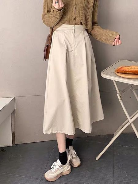 

new womens casual high waist a-line skirts office lady style flare streetwear 2021 spring summer bsue, Black