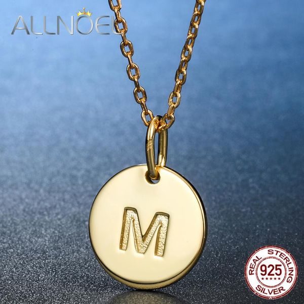 

chains allnoel silver 925 jewelry round pendant necklace letter print personal designed unique gold color