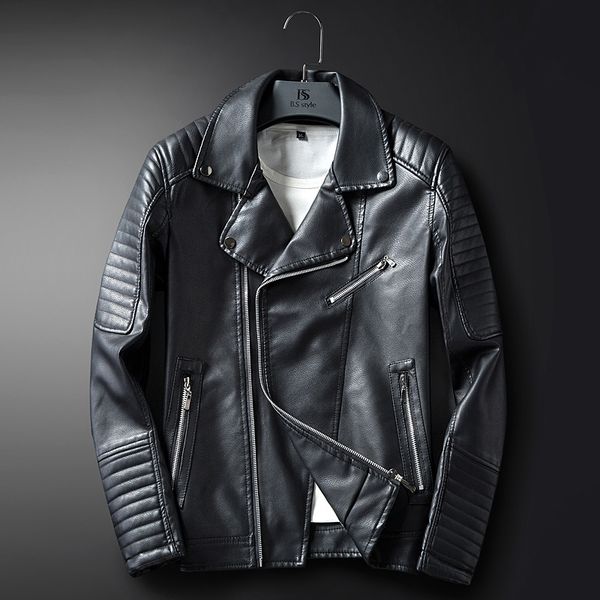 

2021 new asian size m-xxxl autumn men of the with oblivious motocyclieta streetwear pu leather jacket k210, Black