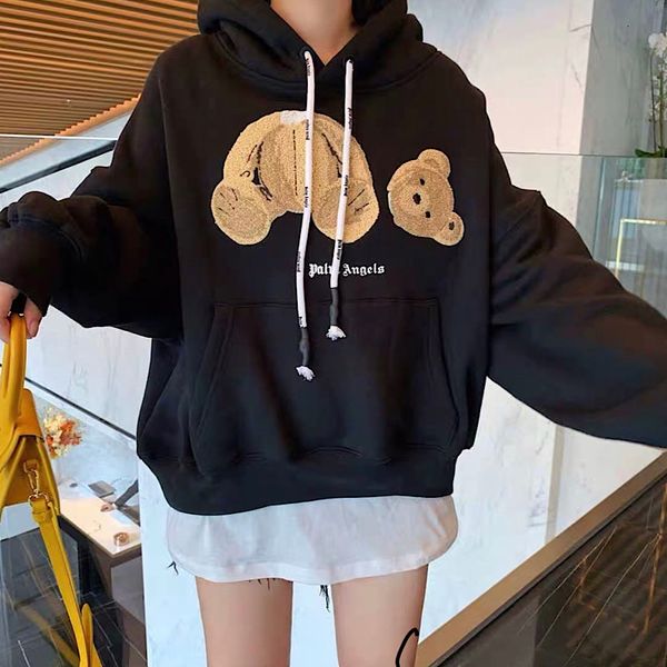 

the same plush loose coat and angels high street hoodie, Black
