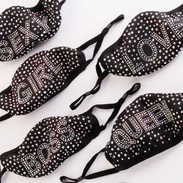 

letter dustproof face mask bling bling diamond protective mask cotton mouth masks washable reusable women colorful rhinestones face mask