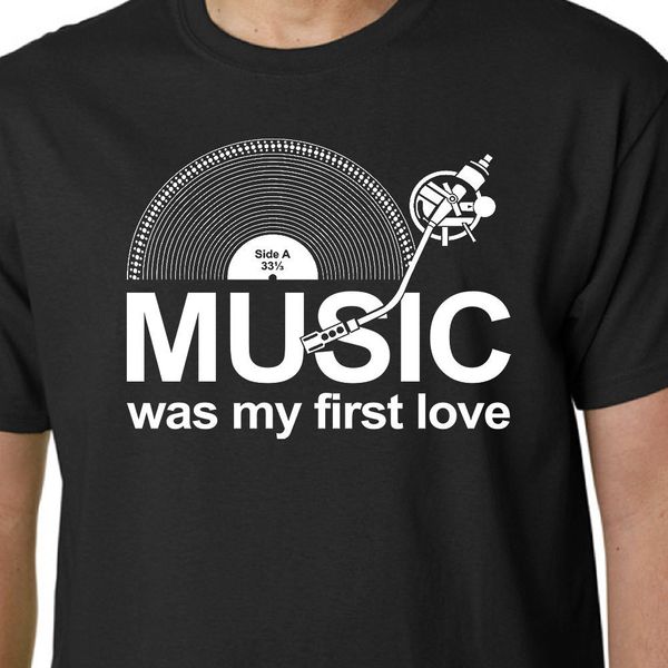 

music was my first love lp records dj turntable vinyl slogan birthdays new brand custom special prin sport hooded sweatshirt hoodie t shirt