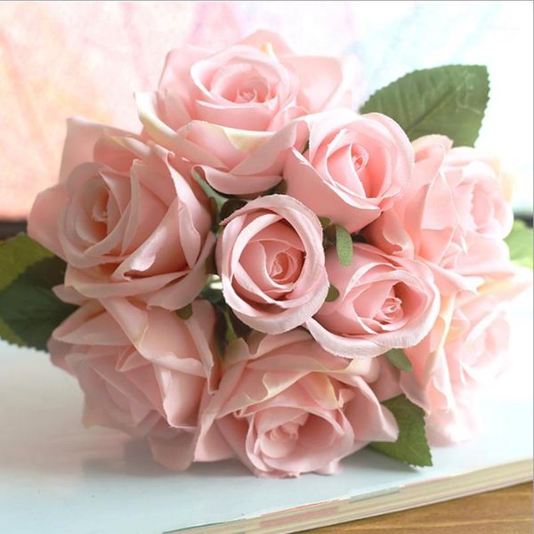 

decorative flowers & wreaths artificial for home decoration 9 heads rose silk flower bouquet wedding party fake flower1
