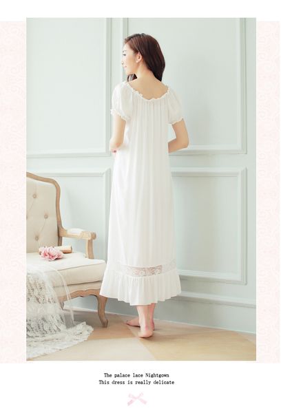 

wholesale- spring ladies sleeve cotton for dress short nightgown homewear new night lace sleepwear night shirt home nightwear women sq6 fcbq