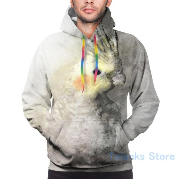 

men's hoodies & sweatshirts mens sweatshirt for women funny portrait of a cockatiel print casual hoodie streatwear, Black