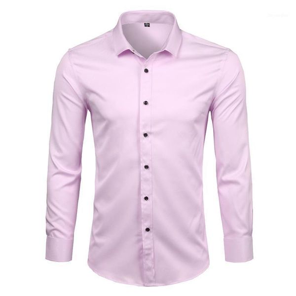 

men's bamboo fiber formal shirt casual slim long sleeve men's social shirt comfortable non-iron solid solid color1, White;black