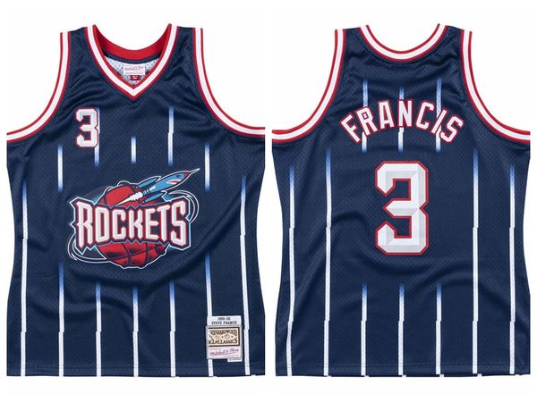 

men houston rockets steve francis 3 mitchell & ness teal road 1999-00 hardwoods classics swingman jersey, Black;red