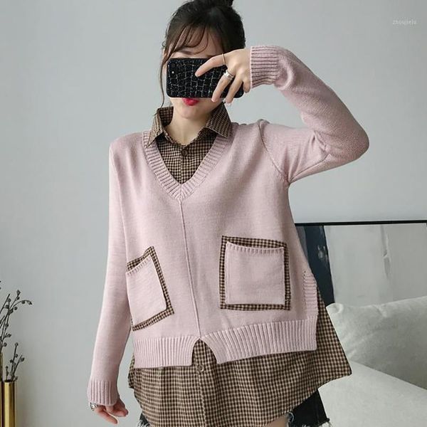 

autumn spring style women knitted pullover lady casual turn-down collar knitted pullover sweater zz10561, White;black