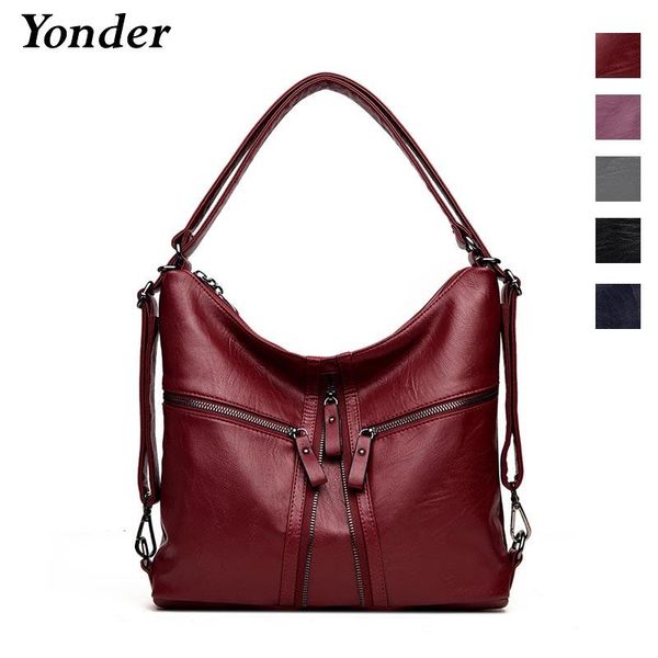 

fashion wine women leather handbags women's shoulder bag female large black leather hobo bags big casual tote hand bags china