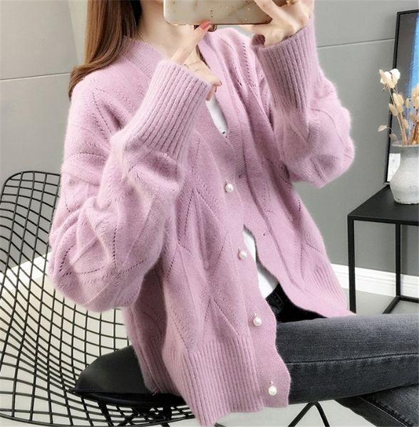 

vdvuz knitted sweater women's cardigan loose outer v-neck coat coat ins fashion new 2020 spring wear women's a8chd, White;black