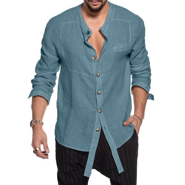 

adisputent 2020 new men casual blouse cotton linen shirt loose short sleeve tee shirt spring autumn summer casual men, White;black