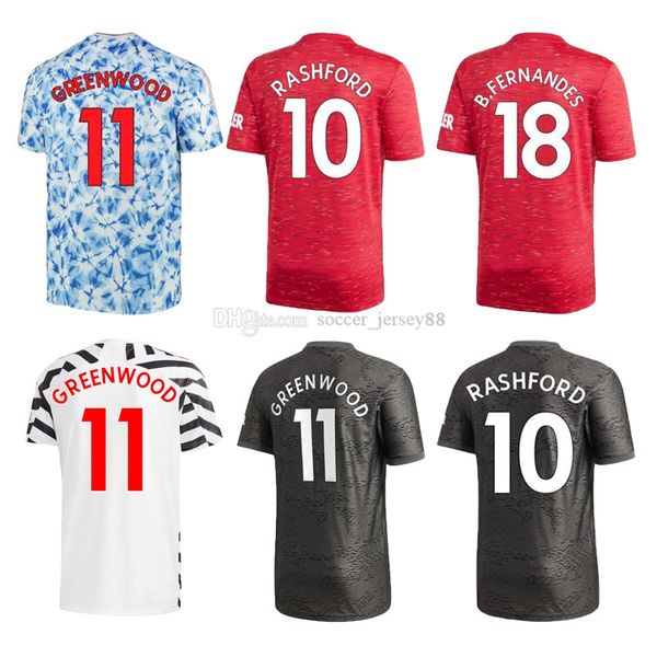 

2020 2021 cavani van de beek b. fernandes pogba soccer jerseys hum football shirts anrace 20 21 amad uniform kids kits, Black;yellow