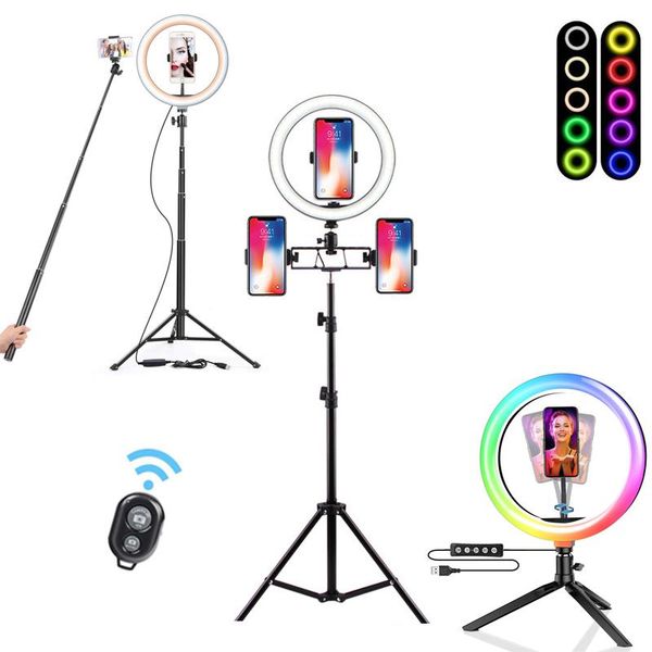 

flash heads dimmable led ring light with tripods stand phone holder desk usb selfie lamp ringlight for makeup vlog youtube tiktok