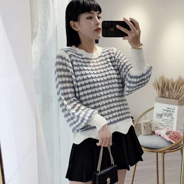

aszoo loose 2020 sweet color stripe sweater crew pulloversweater pullover pullover autumn neck bottomed for women's laziness tixzu, White;black