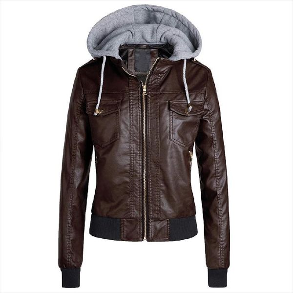 

black faux leather jacket women winter 2019 hoodies basic jacket coat female motorcycle leather outerwear plus size 3xl
