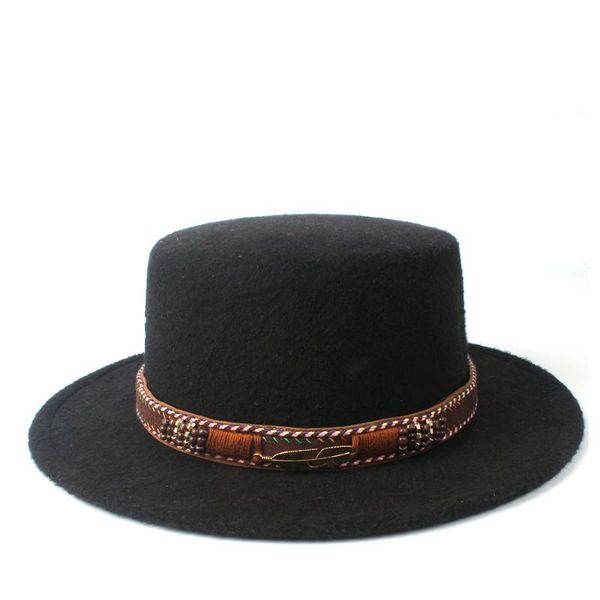 

new fashion wool flat fedora hat for women men wide brim hat outdoor travel casual wild size 56-58cm, Blue;gray