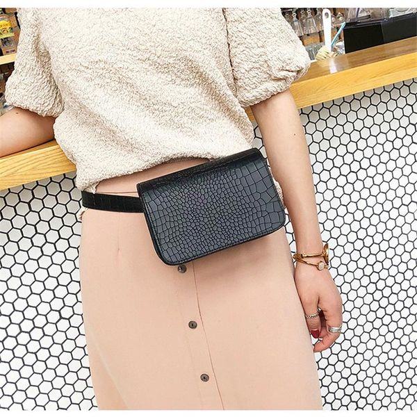 

women crocodile patttern waist bag pu leather crossbody chest bag solid simple waist pack purse shop hands